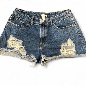 Forever 21 Distressed Blue Denim Shorts